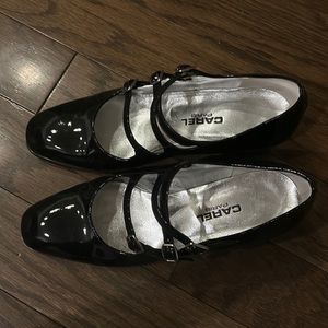 Carel Kina black parent leather Mary Janes